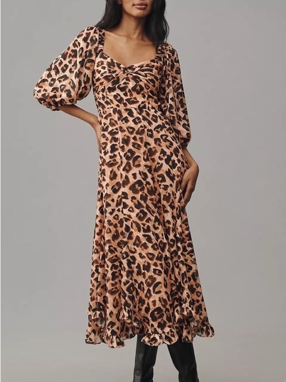 Anthropologie Hutch Leopard-Print Midi Size L